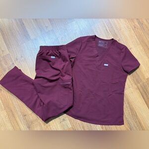 FIGS burgundy scrub set